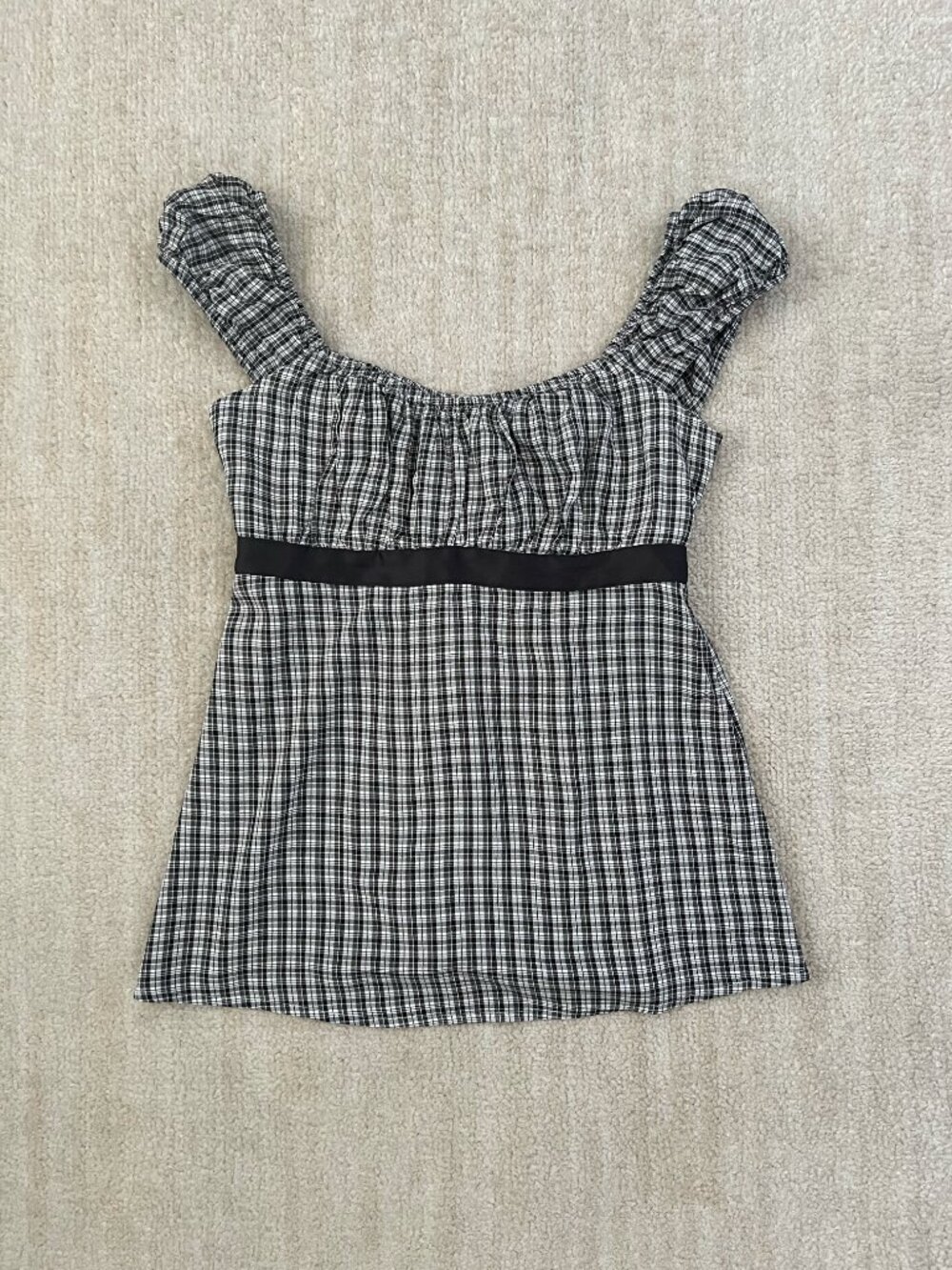 Hollister Y2K Babydoll Plaid Blouse Top XS
